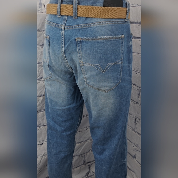 Guess Men's Slim Tapered Jeans Stretch Distressed Blue Faded Size 36x32 - Picture 6 of 11